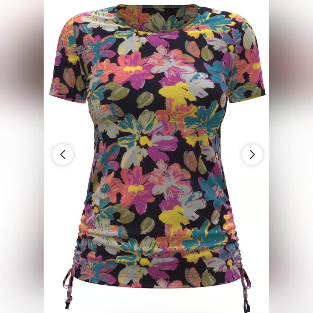 NWT Calypsa Adele swim top short sleeve with cinched sides 3X